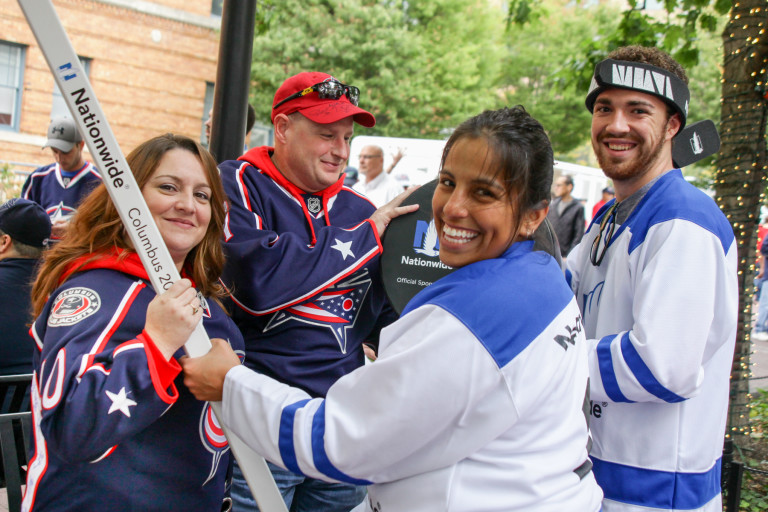 Blue Jacket brand ambassadors staffed by Columbus experiential marketing firm EMS